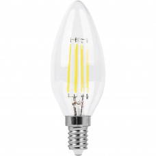 Лампа светодиодная филаментная Feron E14 11W 4000K Свеча Прозрачная LB-713 38008